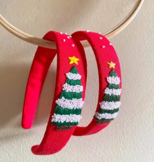 Christmas Tree Embroidered Headband
